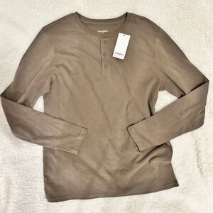 Good fellow  Taupe Long Sleeve Vintage Henley Top size Small